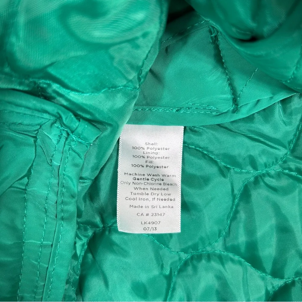Talbots 2013  Y2K Green Quilted Full Zipper Pockets Classic Vest M‎